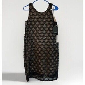 Marina Black Sequin Lace Cocktail Dress Size XS NWT Sleeveless